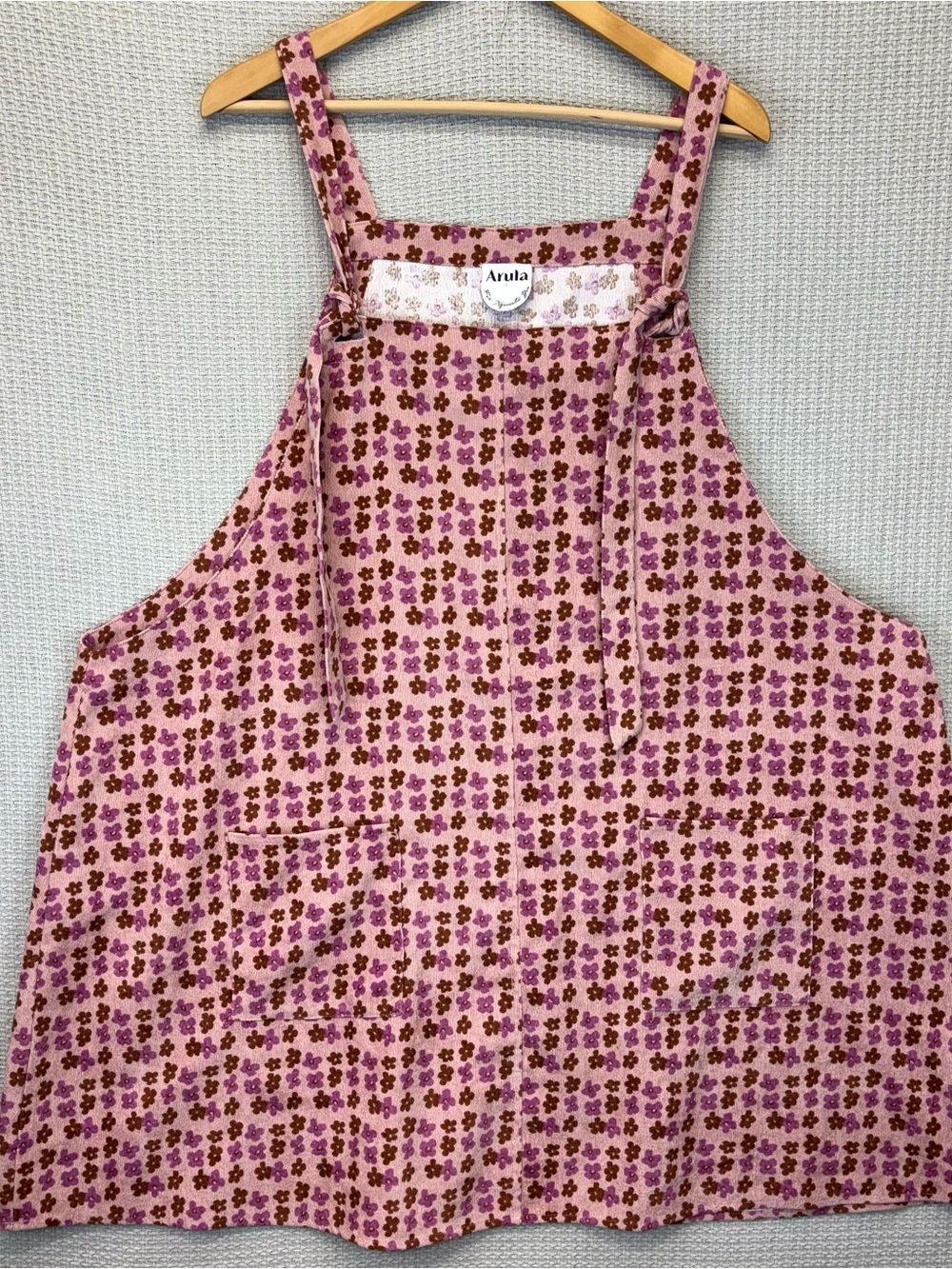 Arula Sz C 3X Floral Corduroy Knee Dress Jumper Adjustable Straps Retro Boho